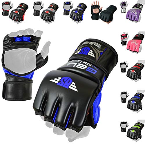 MMA Gloves, UFC Kickboxing Gloves, MMA Sparring Gloves, MMA Training Equipment, Fighting Gloves for Mixed Martial-Arts, MMA Training Gloves Adults Men & Women by BeSmart - color: Blue, size: X-Large