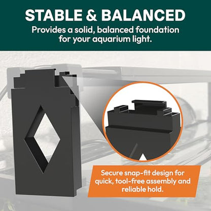 Aquarium Light Risers for Fluval Plant & Marine 3.0 & 2.0 LED | Heat-Resistant Polymer Stand | Toolless Easy Install (2-Inch) - size: 2-Inch