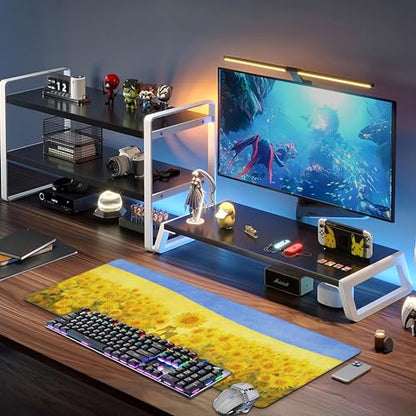 Field of Sunflowers Desk Mat,Large Sunflower Oil Painting Gaming Keyboard Mouse Pad,Non-Slip Rubber Base Desk Pad Thick Stitched Edges Waterproof Mousepad Mouse Mat 31.5"x11.8" - color: Field of Sunflowers