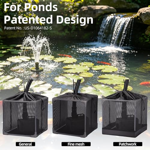 Fineday Pond Filter, Anti-Clogging Cube Outdoor Mesh Water Pump Barrier Bag Box Basket (7 inch fine mesh)
