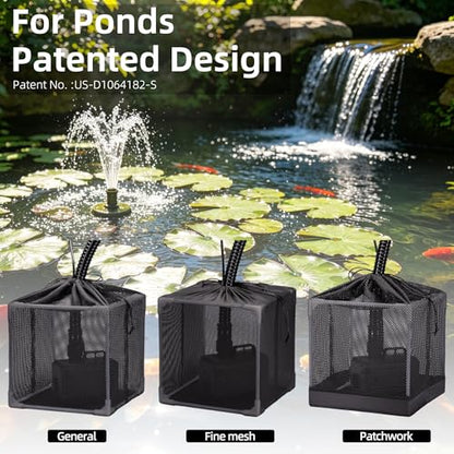 Fineday Pond Filter, Anti-Clogging Cube Outdoor Mesh Water Pump Barrier Bag Box Basket (7 inch fine mesh)
