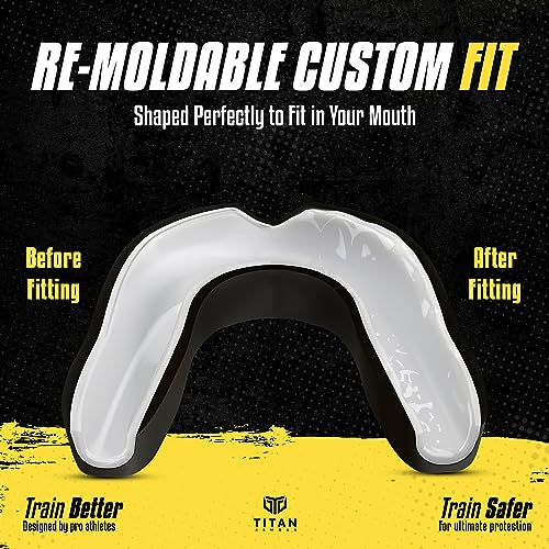 Mouth Guard Boxing, Dual-Layer Boil & Bite Mouthguard, Adult | Premium Dual-Layer | Case Included | Adult & Youth Custom-Fit Mouthpiece | Football, MMA, Hockey, Lacrosse, BJJ, Basketball - color: Black, size: Adult Age 11+