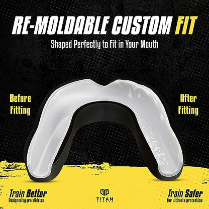 Mouth Guard Boxing, Dual-Layer Boil & Bite Mouthguard, Adult | Premium Dual-Layer | Case Included | Adult & Youth Custom-Fit Mouthpiece | Football, MMA, Hockey, Lacrosse, BJJ, Basketball - color: Black, size: Adult Age 11+