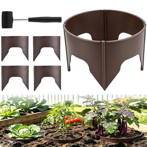 24 Pieces Planting Grow Rings, 7.8-15.16in Adjustable Round Plant Support Rings, Brown Plant Rings for Outdoor Plants – Blocks Pests & Retains Soil Moisture