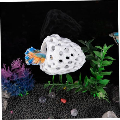 Shrimp Cave, 2.8x3.2 Inch Fish Tank Rocks with Suction Cup, Hollow & Multifunctional Fish Tank Accessories, Simulation Aquarium Decor for Home