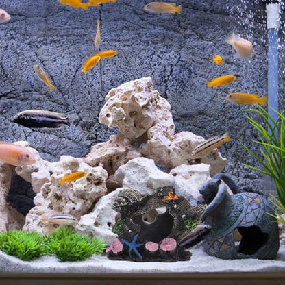 Resin Broken Bucket Fish Tank Ornament Aquarium Hideout Cave Vivid Shrimp Shelter Barrel Sculpture for Freshwater Aquariums