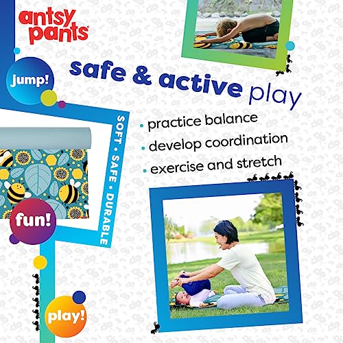 Antsy Pants Kids Yoga Mat - Non-Slip Exercise Mat, 60" x 24", 3mm - color: Yellow Bumble Bees