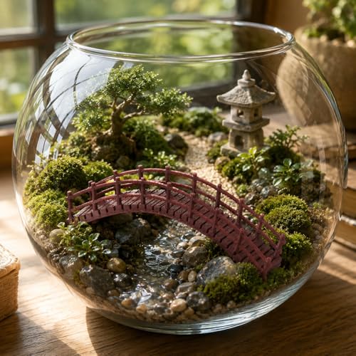 LOGOFUN Miniature Arch Bridge Plastic Chinese Bonsai Bridge Model | Plastic bridge model decorates bonsai pots, micro landscapes, fish tanks and garden craft scenes.