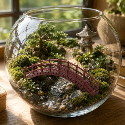 LOGOFUN Miniature Arch Bridge Plastic Chinese Bonsai Bridge Model | Plastic bridge model decorates bonsai pots, micro landscapes, fish tanks and garden craft scenes.