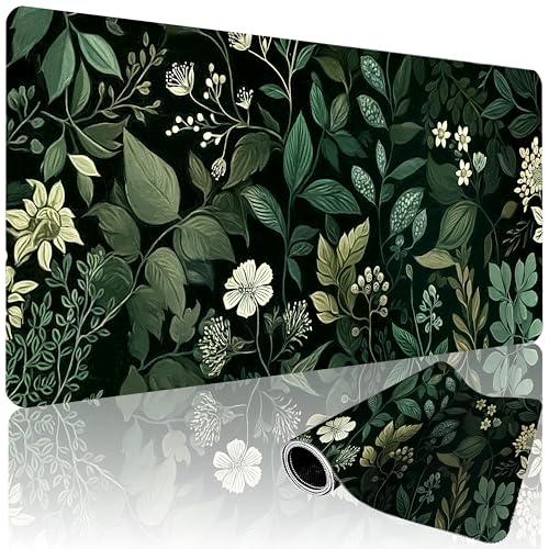 XXL Gaming Mouse Pad 35.4 x 15.7 Inch, Large Floral Desk Mousepad with Vintage Botanical Design, Water-Resistant, Stitched Edges, Non-Slip Rubber Base Desk Mat - color: Vintage Botanical