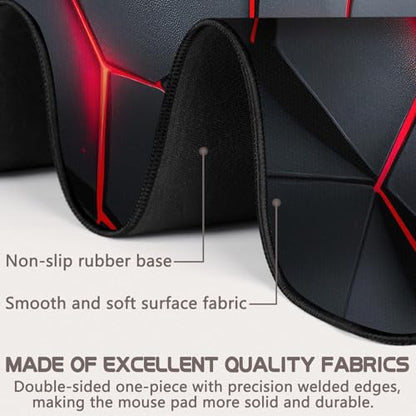 Gaming Mouse Pad - (31.5"×11.8") Honeycomb Large Mouse Pads for Desk - Desk Mat for Keyboard and Mouse with Non-Slip Base, Desks Pad Matfor Game/Office & Home (Black Red) - color: Black Red
