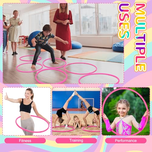 Poen 2 Pcs Detachable 23" Hoop and 7.3 Ft Jump Rope Set - color: Rose Pink