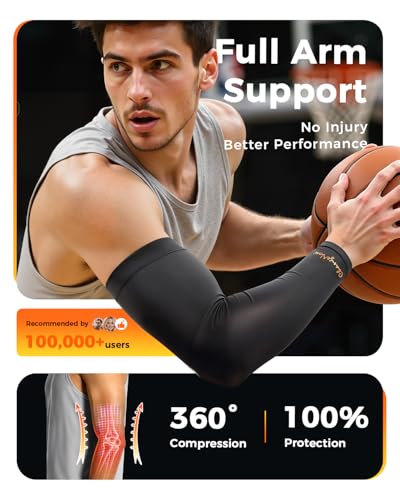 Copper Compression Arm Sleeves for Men & Women - Workout and Everyday Use - style: Black-S