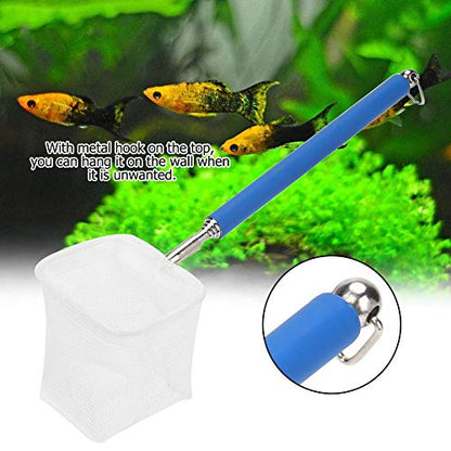 Fdit Adjustable Mini Fishing Net Pole for Aquarium Shrimp 20-57.5cm Expandable (Blue)