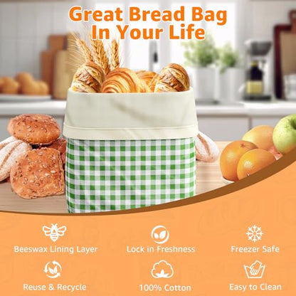 Large Beeswax Bread Bags for Sourdough, 13" W x 17" H Reusable Cotton Material, Ideal for Sourdough Bread Storage to Keep Fresh Lock Moisture Bread Boxes (2 Pack)