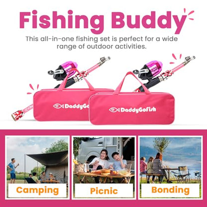 Kids Fishing Pole - Rod Reel Combo Tackle Box Starter Set - First Year Small Dock Gear Kit for Boys Girls Toddler Youth Age Beginner Little Children Junior Anglers