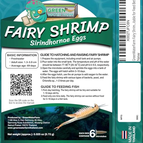 GREEN WATER FARM Fairy Shrimp Sirindhornae Eggs Live Fish Food for Hatching and Culture Suitable for Feed Betta Fish