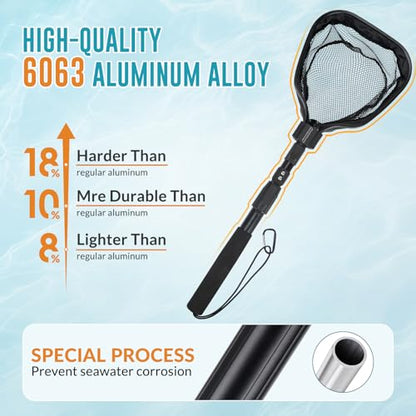 Floating Bait Net – Aluminum Livewell Net, 8" Hoop, 15"–21" Handle, Soft Mesh, EVA Grip, Belt Hook & Anti-Drop, for Minnows, Sardines, Herring – Telescopic & Collapsible Baitfish Net