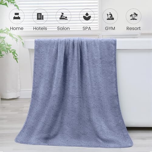 JML Bath Towels, Pack of 4, 30"x60", Large, Blue - color: Grid Blue, size: 4 Pack (30 in x 60 in)