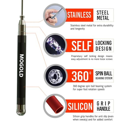 2-in-1 Speed Rope: 2mm for Boxing/MMA & 3mm for CrossFit - Tool-Free Adjustable Cable System with Dual Bearings - Sweatproof Hybrid Grip for High-Intensity Training - color: Black