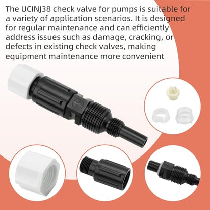 3/8-Inch UCINJ38 Injection Check Valve Compatible with Most Pump 45, 85, 100 & 170 SVP, BDF Series Adjustable & Fixed, Pump Parts Only Fit for High Pressure Pumps，2 pack