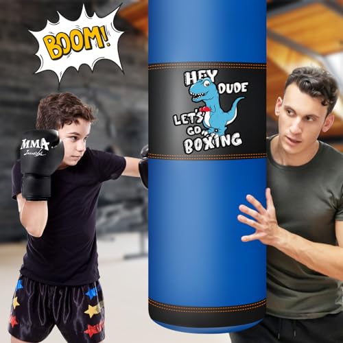 Punching Bag for Kids, 2.7FT Hanging Boxing Bag with Boxing Gloves | Kids Boxing Set Kickboxing Bag for Youth Boxing Karate Muay Thai Kick Taekwondo Training - style: Dinosaurs