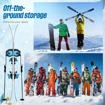 Soulchen 2 Pcs Ski Snowboard Wall Rack, Garage Storage Organizer