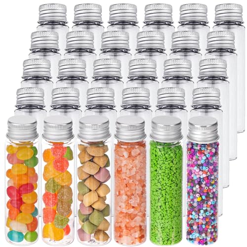 DEPEPE 30pcs 50ml Clear Plastic Tubes with Caps Test Tubes Candy Tubes, 28x108mm Tubes for Candy and Beads Storage, Scientific Experiments