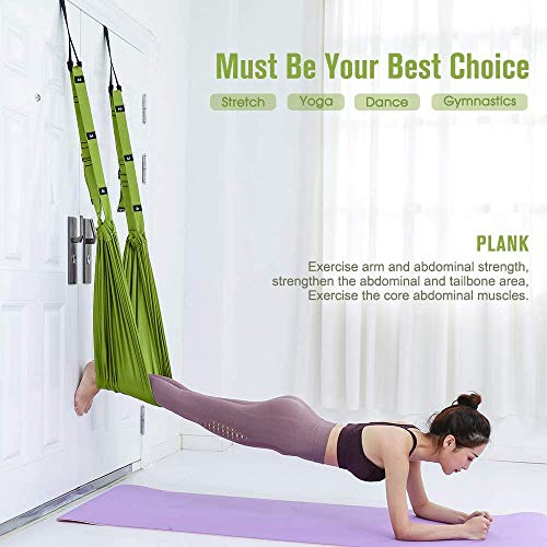 Yoga Stretching Strap, Adjustable Height Leg Stretcher Waist Back Stretch Band Aerial Yoga, Anti-gravity Inversion Exercises Door Flexibility Tensile Trainer for Rehab Pilates Dance Splits (Pink)