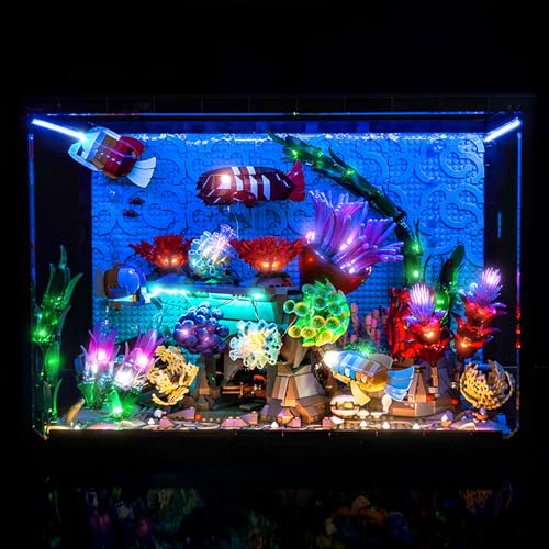 LocoLee Light kit Compatible with Lego 10366 Tropical Aquarium - No Model Only Light, Touch Dimmer Switch Lighting Accessories for Lego Icons Aquarium 10366 Fish Tank (Standard Version)