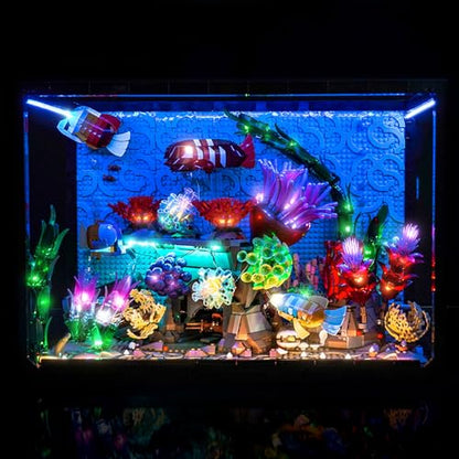 LocoLee Light kit Compatible with Lego 10366 Tropical Aquarium - No Model Only Light, Touch Dimmer Switch Lighting Accessories for Lego Icons Aquarium 10366 Fish Tank (Standard Version)