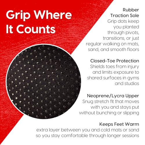KO Sports Gear Grip Socks for Wrestling, BJJ & MMA, Closed-Toe Non-Slip Socks with Rubber Sole for Mats, Yoga, Home, Hospital - size: 10-11