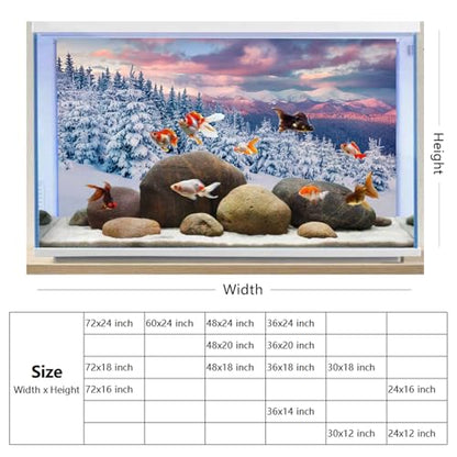 YongFoto Winter Snow Scene Fish Tank Background 30x12 inch Snowfield Pine Forest Rime Sunglow Rosy Clouds Polyester Backdrop Reptile Terrarium Aquarium Bearded Dragon Habitat Background - color: Purple 3, size: 30x12in/75x30cm
