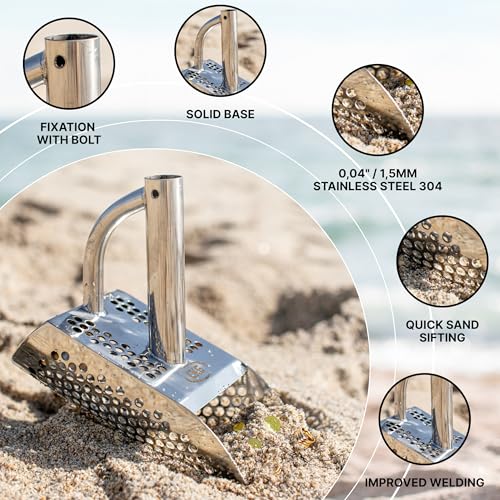 Sand Scoops for Beach Metal Detecting Stainless Steel Beach Metal Detecting Shovel Underwater Treasure Hunting, Metal Detector Accessories(Bag + Scoop + Carbon Fiber Handle), (Diving + Handle) - size: Diving + Handle