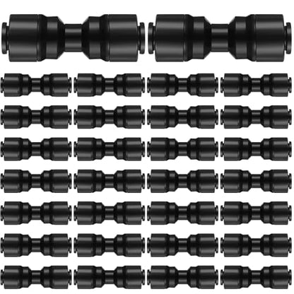 30 Pcs 1/4" Drip Irrigation Tee Connectors for Tube Quick Connect Parts Fittings for 1/4 Inch(6.35mm) Tubing or Sprinkler(Pom,Two Way Connector,Black) - size: Black, style: Two Way Connector