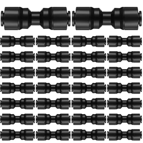 30 Pcs 1/4" Drip Irrigation Tee Connectors for Tube Quick Connect Parts Fittings for 1/4 Inch(6.35mm) Tubing or Sprinkler(Pom,Two Way Connector,Black) - size: Black, style: Two Way Connector