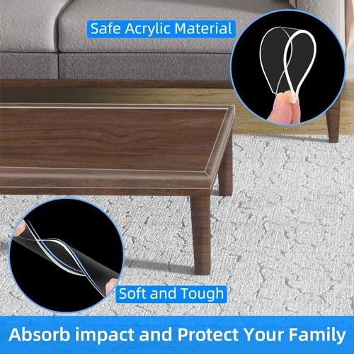 2Pack Clear Edge Protector Strip,1.57in x 9.84FT(19.68FT Total),Sharp Edge Wrap Cover Tape,Self Adhesive Protective Bumper Guards for Cabinet Door Desk Table Bed Furniture,Kitchen Countertop - size: 2 Pack x 1.57in x 9.84FT