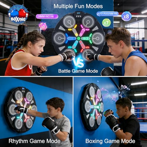 Music Boxing Machine, Wall Mounted Punching Bag with Bluetooth - color: Colorful