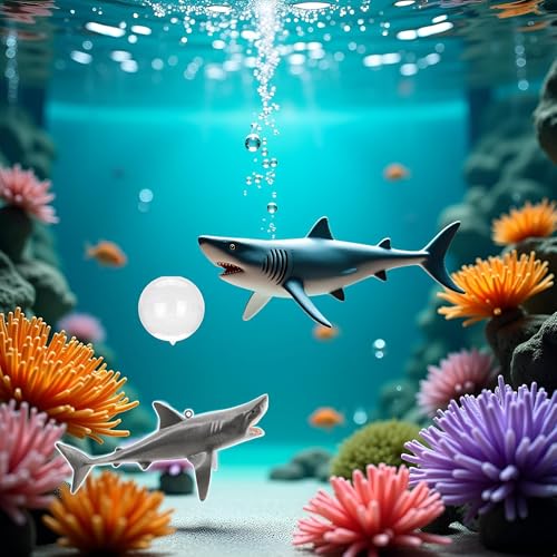 1 Pc Floating Shark Ornament - Adjustable Aquarium Shark Animal Decor | Aquarium Floating Shark Ornaments Thematic Ornaments Suitable for Aquarium All Kinds of Fish Tank and Home, Shark Pool Décor