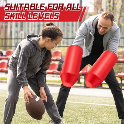 Tellegloww 2 Pack Football Arm Shield Blocking Pad, Bullet Shaped - color: Red