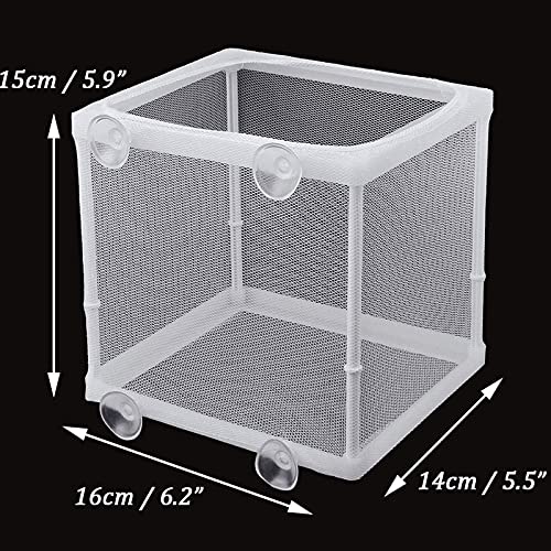 Still Awake Aquarium Fish Breeder Box, Fish Isolation Box, Hatching Box, Juvenile Fish Spawning Incubator, Water Isolation Net Hatcher, Nylon Mesh Fish Fry Hatchery Separation Net（White S）