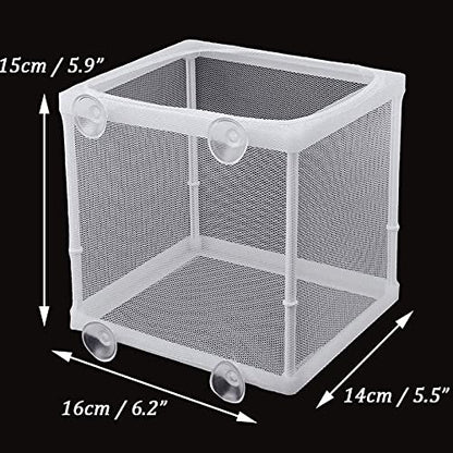 Still Awake Aquarium Fish Breeder Box, Fish Isolation Box, Hatching Box, Juvenile Fish Spawning Incubator, Water Isolation Net Hatcher, Nylon Mesh Fish Fry Hatchery Separation Net（White S）