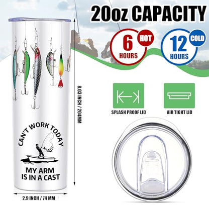 Skylety Father's Day Fishing Gifts Men Fishing Lures Insulated Tumbler Double Walled 20oz Stainless Steel Travel Cup Cold Hot Fisherman Coffee Mug Tumbler for Men Dad Gifts