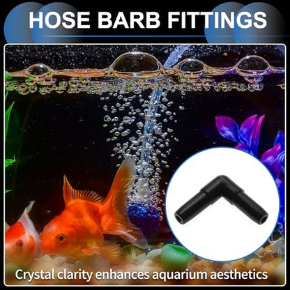 Plastic Hose Barb Fittings, 3/16" L Shaped 2 Way Barb Fitting Plastic Black, 10 Pcs - style: Elbow L
