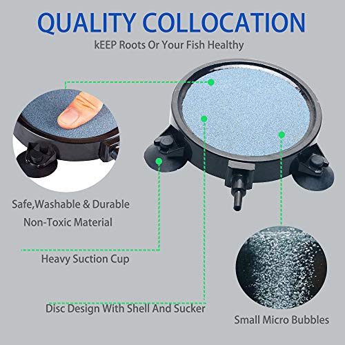 4.2-Inch Air Stone Disc Bubble Diffuser with Suction Cups for Oxygenation in Fresh/Saltwater Tanks, Ponds, Hydroponic, Aquaponics, and as a Decorative Airstone for Aquariums - size: 2 PCS