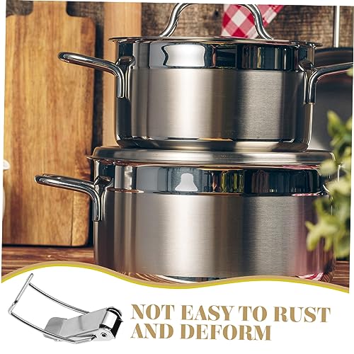 10Pcs Adjustable Pot Lid Hooks Spring Clip Kitchen Buckle for Pot Covers Multifunctional Carabiner for Cooking and Outdoor Use Non-Slip Design Random Color
