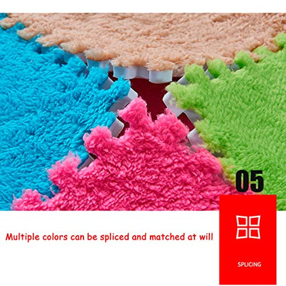 12 Pieces Thickened Plush Foam Interlocking Floor Mat,Fluffy Square Foam Tiles with 12 Edgings,Soft Anti-Slip Puzzle Area Rug Playmat for Bedroom,12X12inch,12 Tiles/11.6 Sq.Ft,Pink - color: Pink