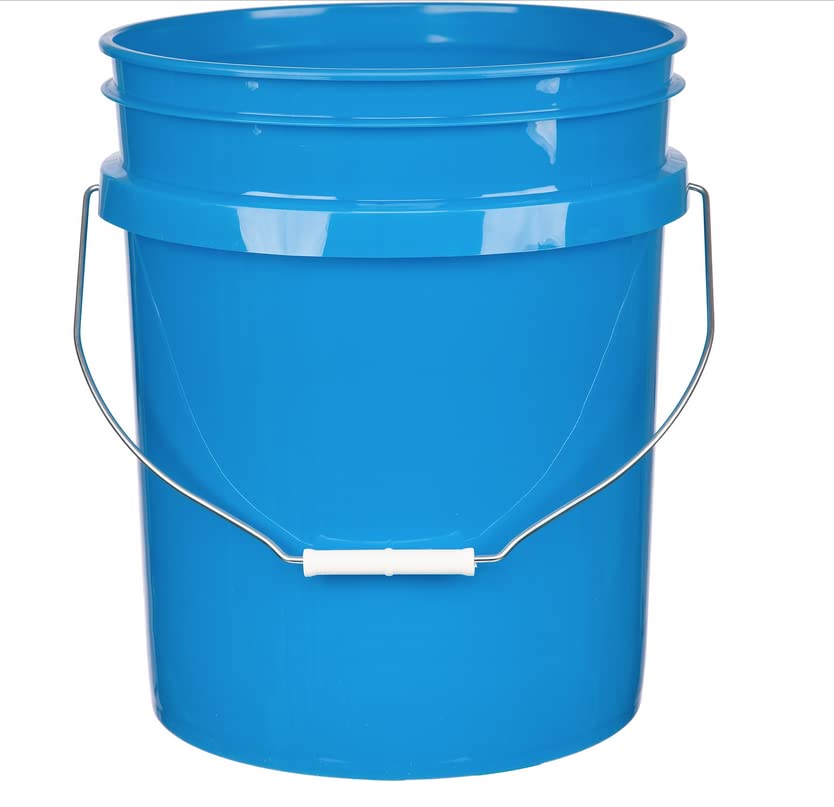 5 Gallon Bucket Pail with Air Tight White Screw on Lid - Food Grade-BPA Free - (Pack of 2) - Made in USA Buckets