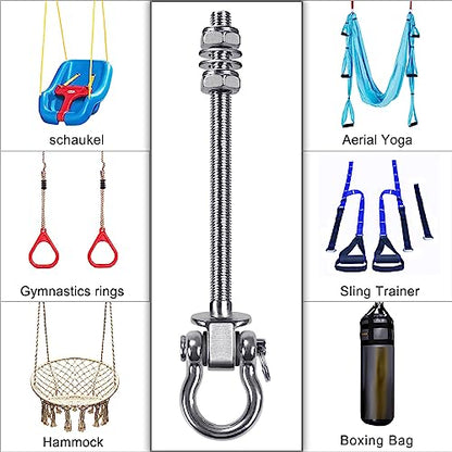 Heavy Duty Swing Hangers with Bearings - Set of 4 Stainless Steel 304 Hardware for Wood & Metal Beams - Ideal for Hanging Hammocks, Yoga Swings, Porch Swing - 1500LB Capacity - 7" x M2/5" - color: 4 pack - 7"