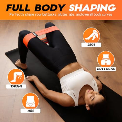 Lianjindun Booty Resistance Bands for Legs & Glutes, Non-Slip Workout Set - color: Red, Blue, Orange, Black